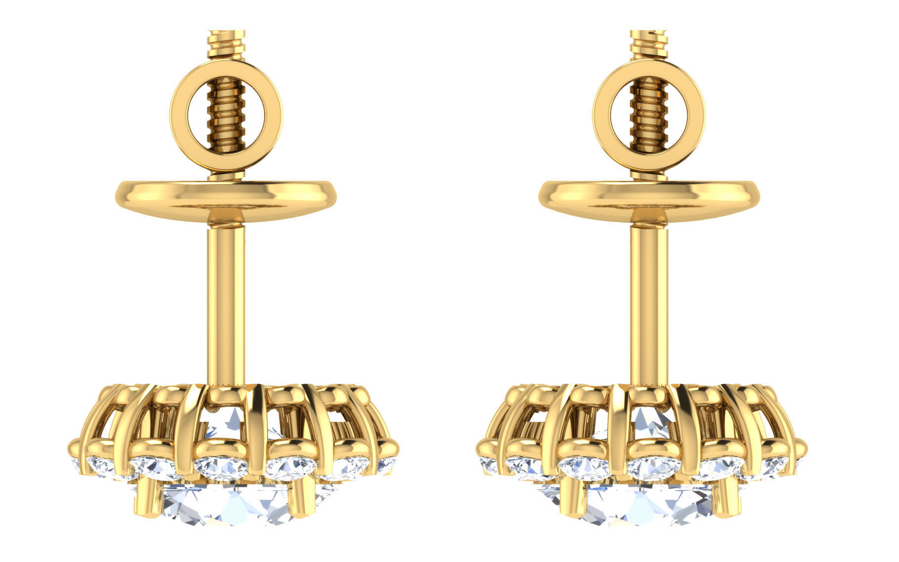 Solitaire Women Stud Earring 3dm STL OBJ FBX Render Details 3D print model_7