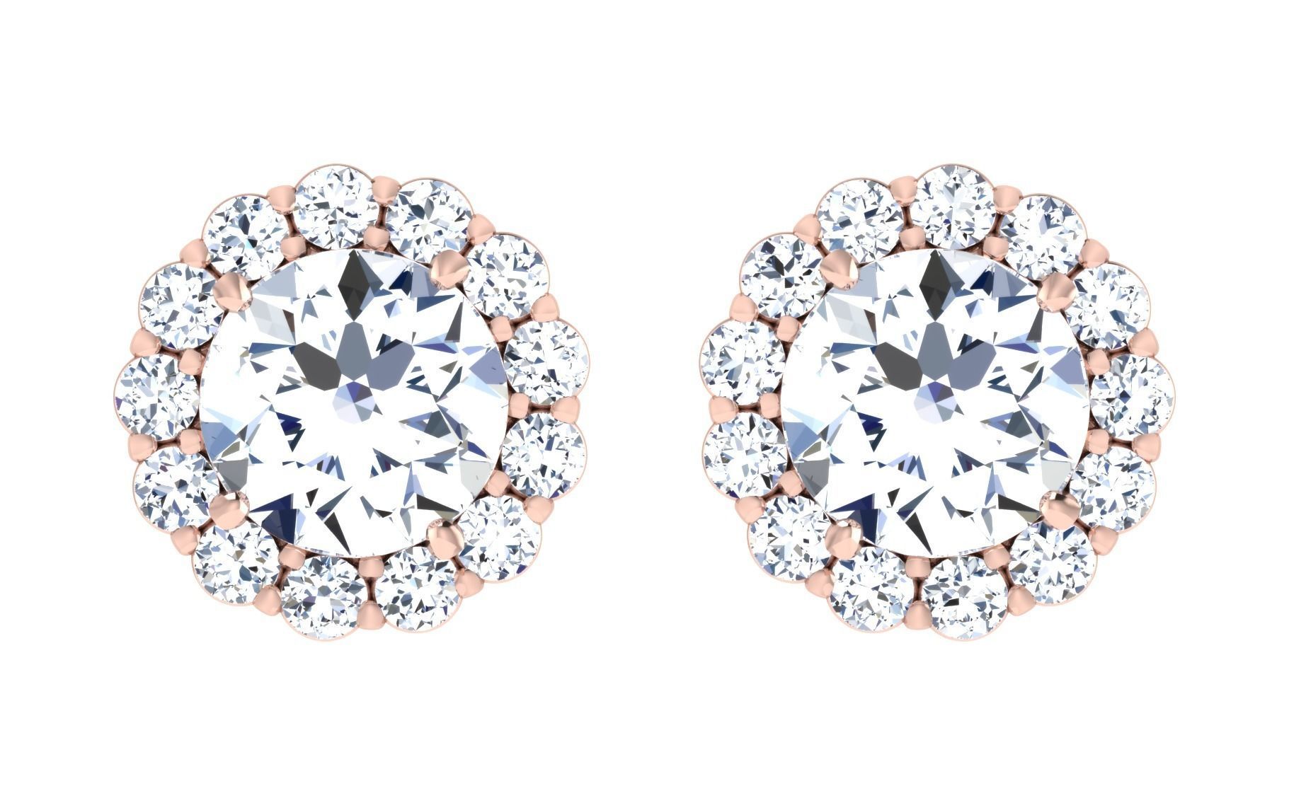 Solitaire Women Stud Earring 3dm STL OBJ FBX Render Details 3D print model_11