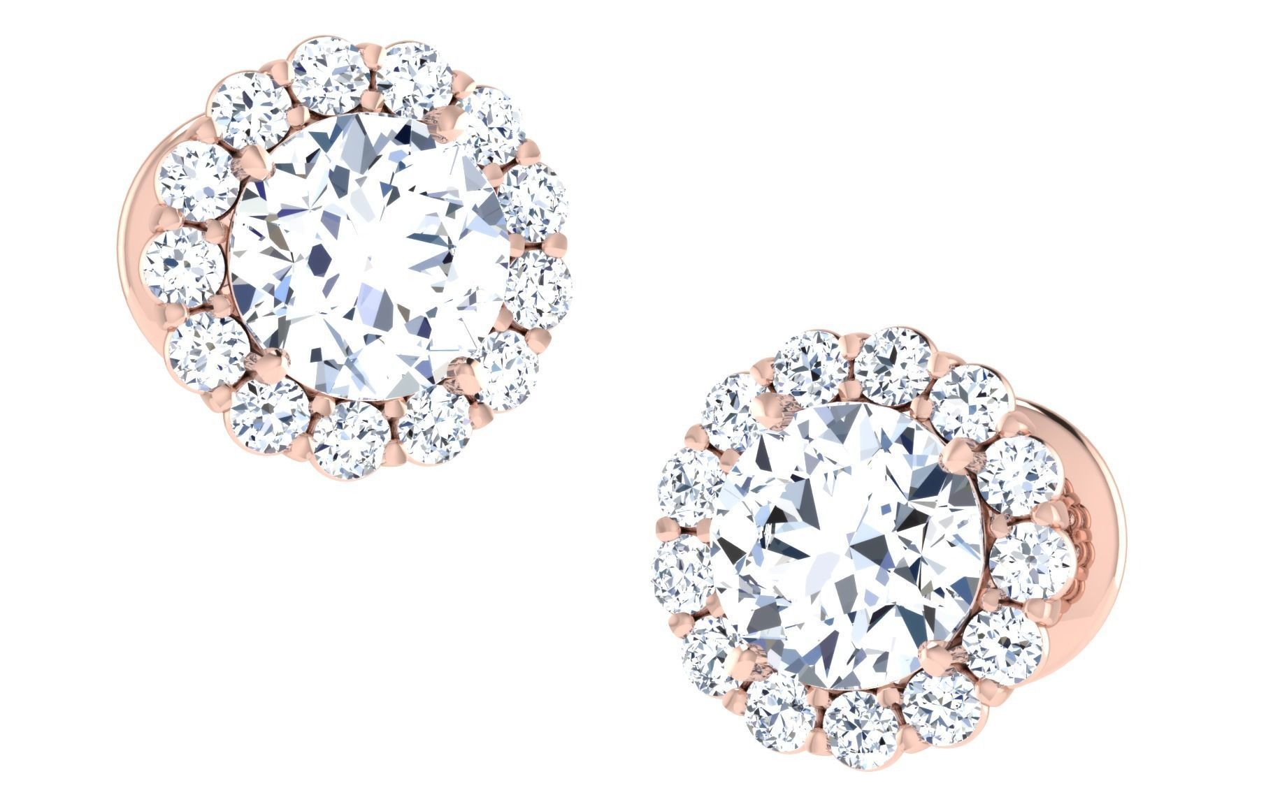 Solitaire Women Stud Earring 3dm STL OBJ FBX Render Details 3D print model_10