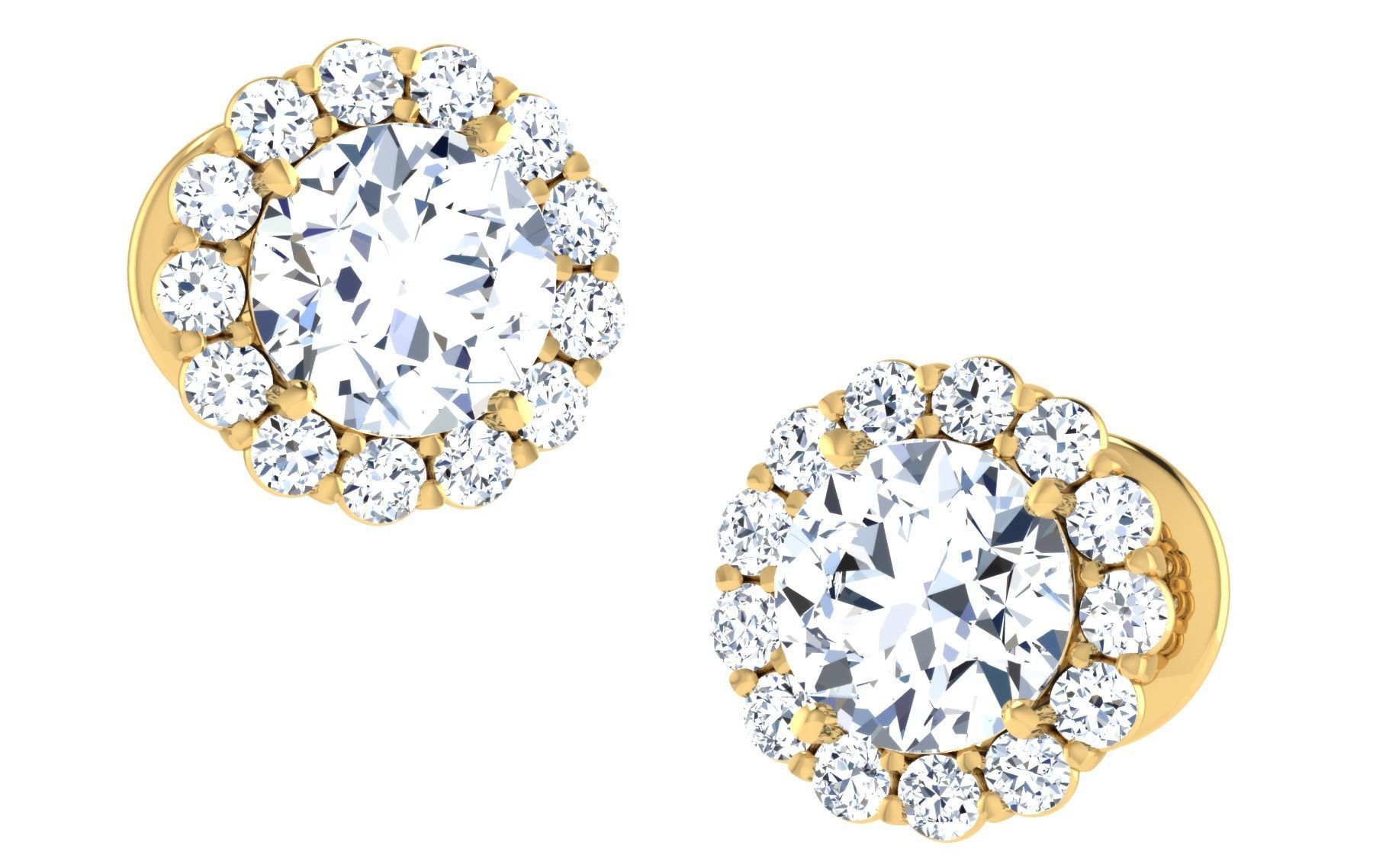 Solitaire Women Stud Earring 3dm STL OBJ FBX Render Details 3D print model_2