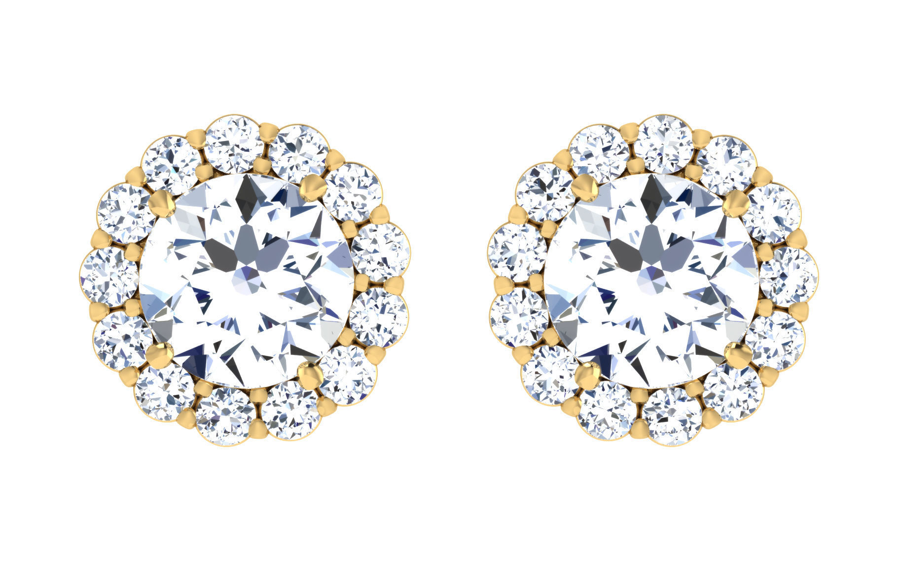 Solitaire Women Stud Earring 3dm STL OBJ FBX Render Details 3D print model_3