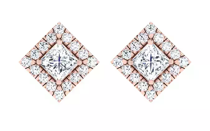 Solitaire Women Stud Earring 3dm STL OBJ FBX Render Details