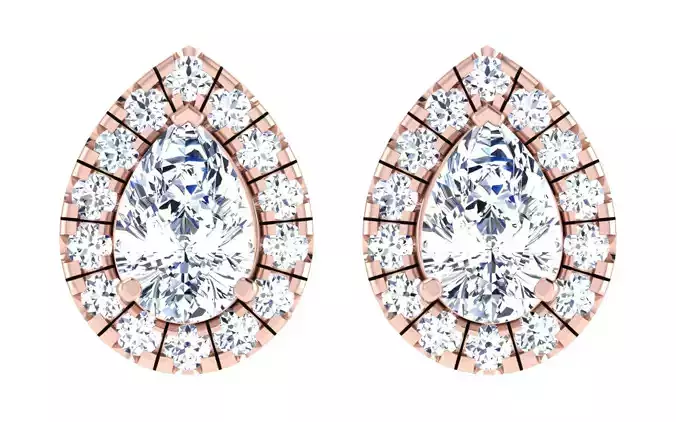 Solitaire Women Stud Earring 3dm STL OBJ FBX Render Details
