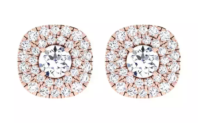 Solitaire Women Stud Earring 3dm STL OBJ FBX Render Details