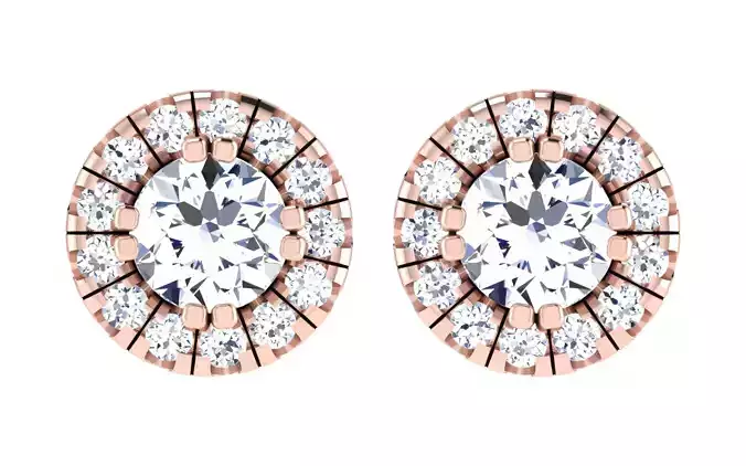 Solitaire Women Stud Earring 3dm STL OBJ FBX Render Details