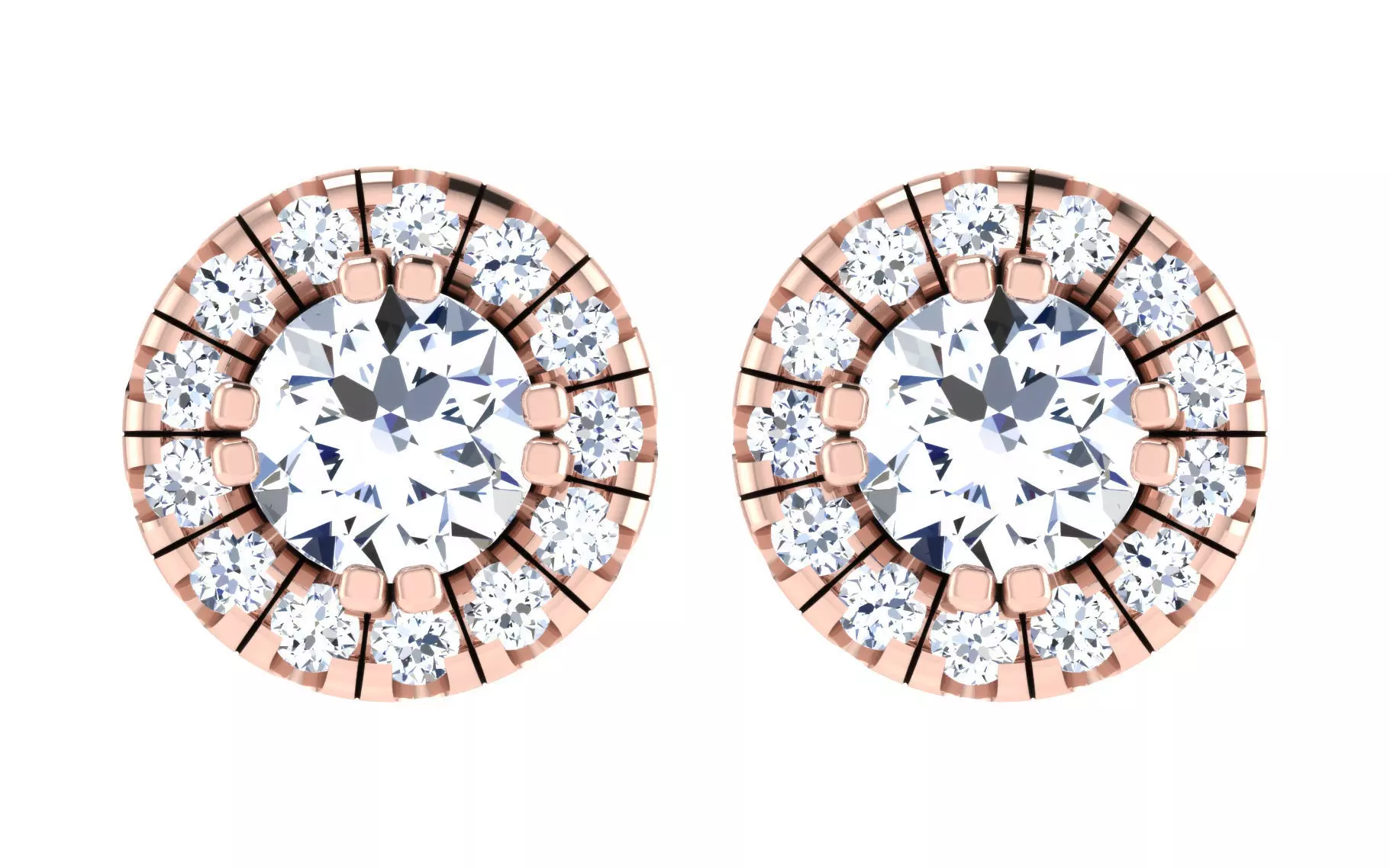 Solitaire Women Stud Earring 3dm STL OBJ FBX Render Details 3D print model_0