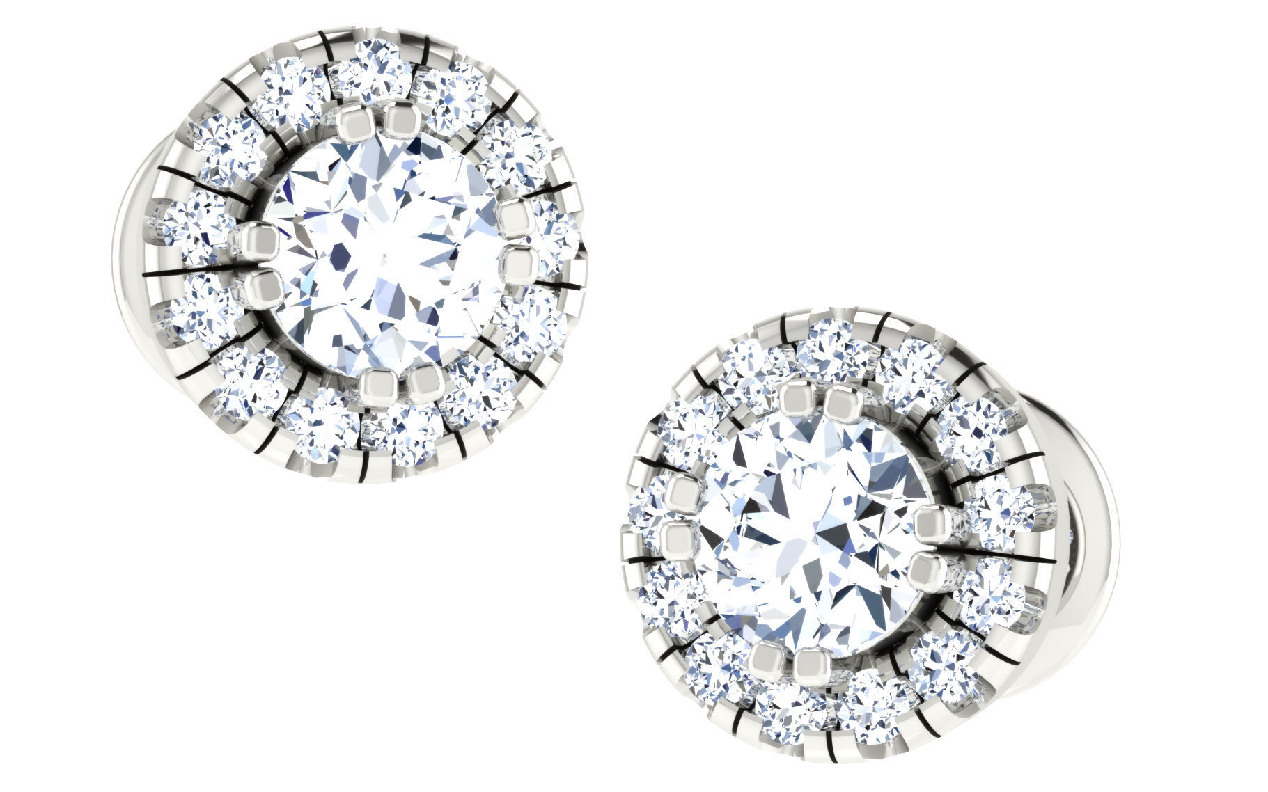 Solitaire Women Stud Earring 3dm STL OBJ FBX Render Details 3D print model_16