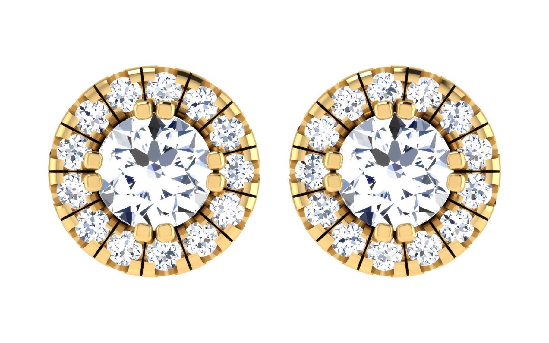 Solitaire Women Stud Earring 3dm STL OBJ FBX Render Details 3D print model_4