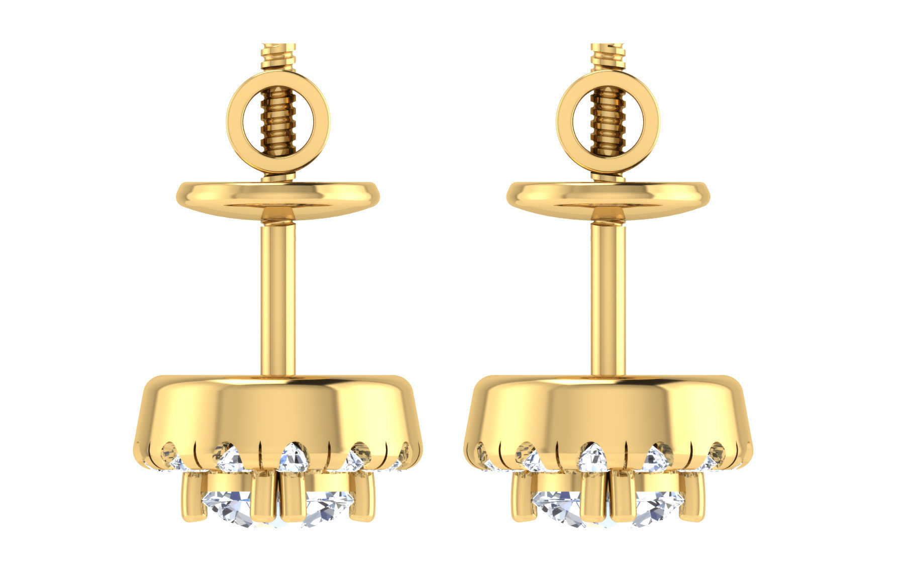 Solitaire Women Stud Earring 3dm STL OBJ FBX Render Details 3D print model_7