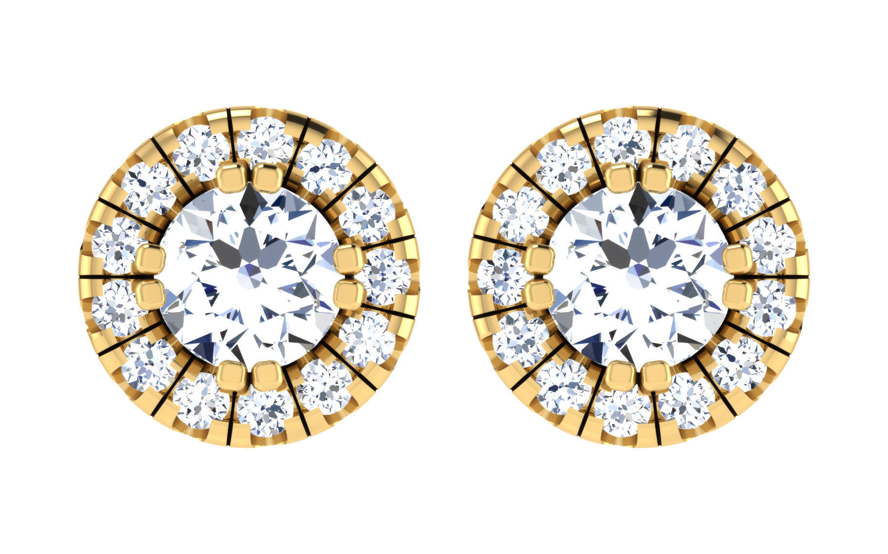 Solitaire Women Stud Earring 3dm STL OBJ FBX Render Details 3D print model_3