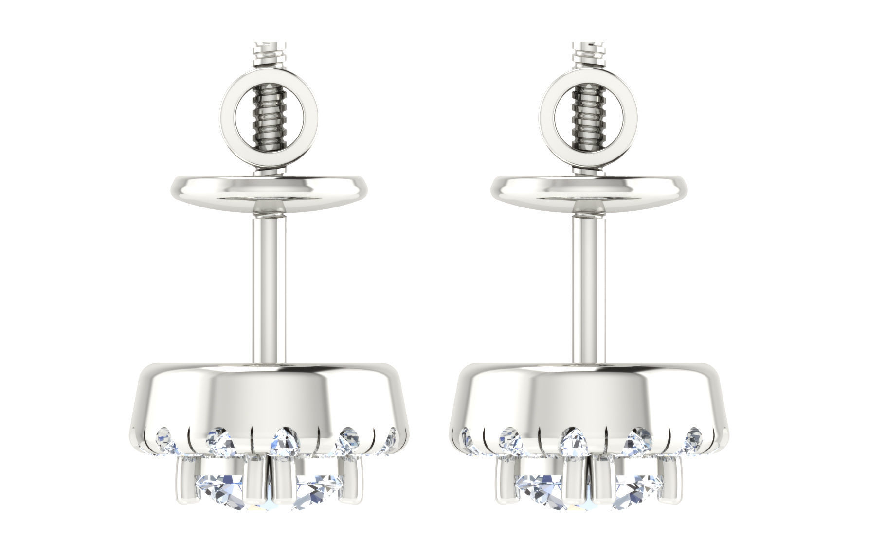 Solitaire Women Stud Earring 3dm STL OBJ FBX Render Details 3D print model_22