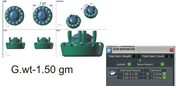 Solitaire Women Stud Earring 3dm STL OBJ FBX Render Details 3D print model_24