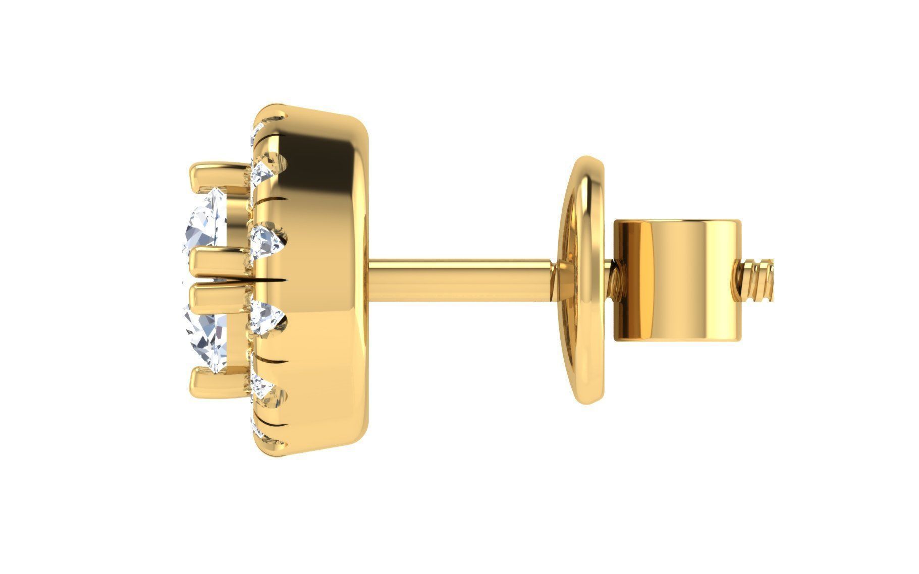 Solitaire Women Stud Earring 3dm STL OBJ FBX Render Details 3D print model_5