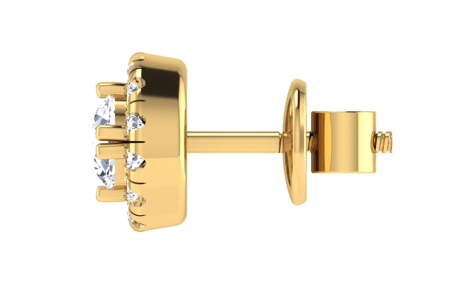 Solitaire Women Stud Earring 3dm STL OBJ FBX Render Details 3D print model_6