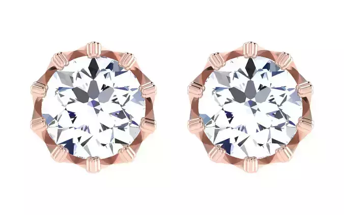 Solitaire Women Stud Earring 3dm STL OBJ FBX Render Details