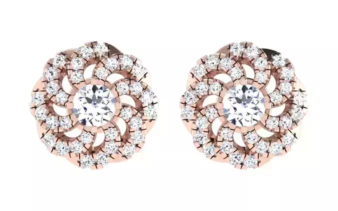 Solitaire Women Stud Earring 3dm STL OBJ FBX Render Details