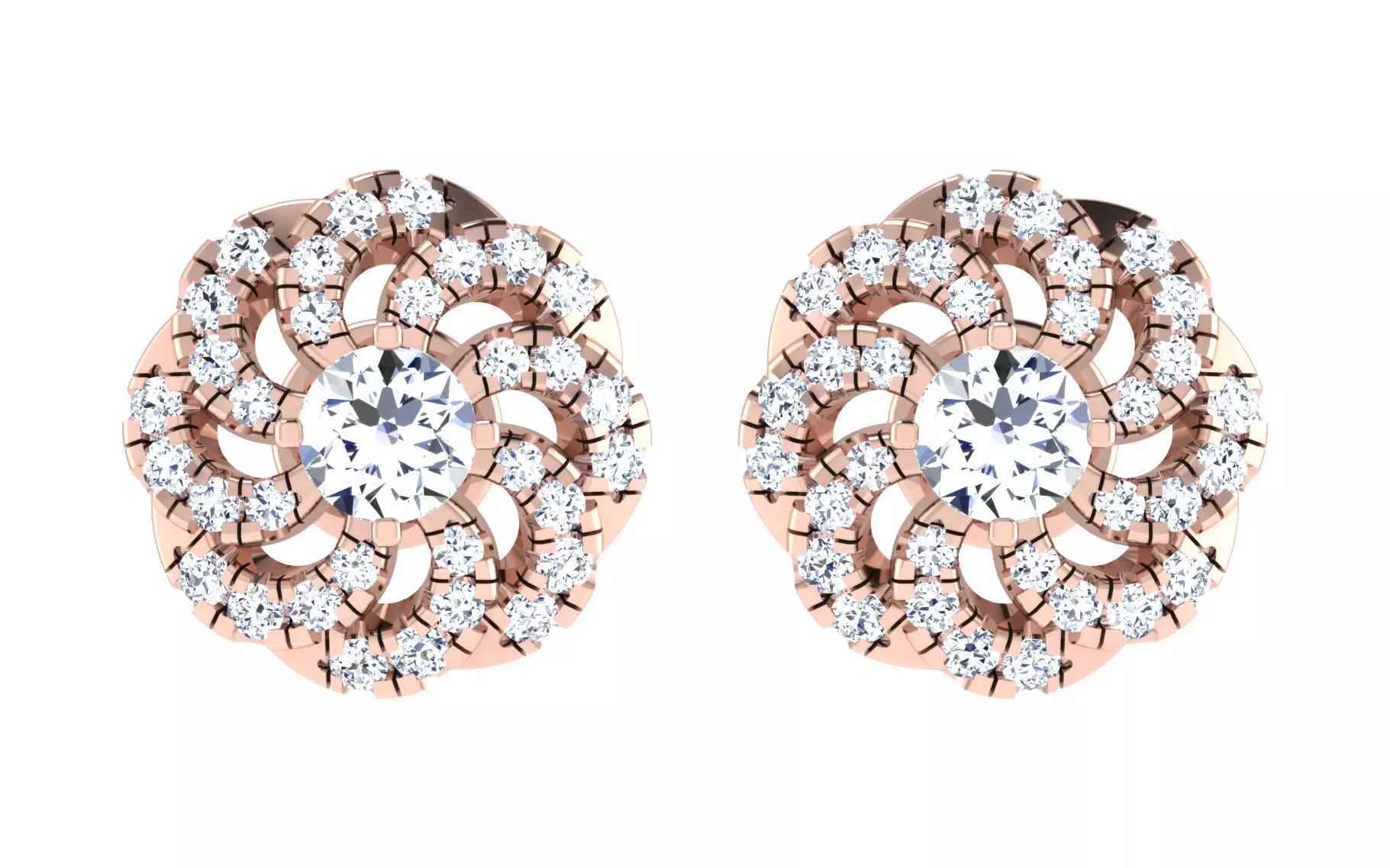 Solitaire Women Stud Earring 3dm STL OBJ FBX Render Details 3D print model_0