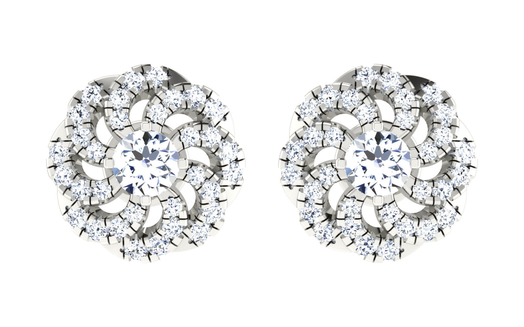 Solitaire Women Stud Earring 3dm STL OBJ FBX Render Details 3D print model_18