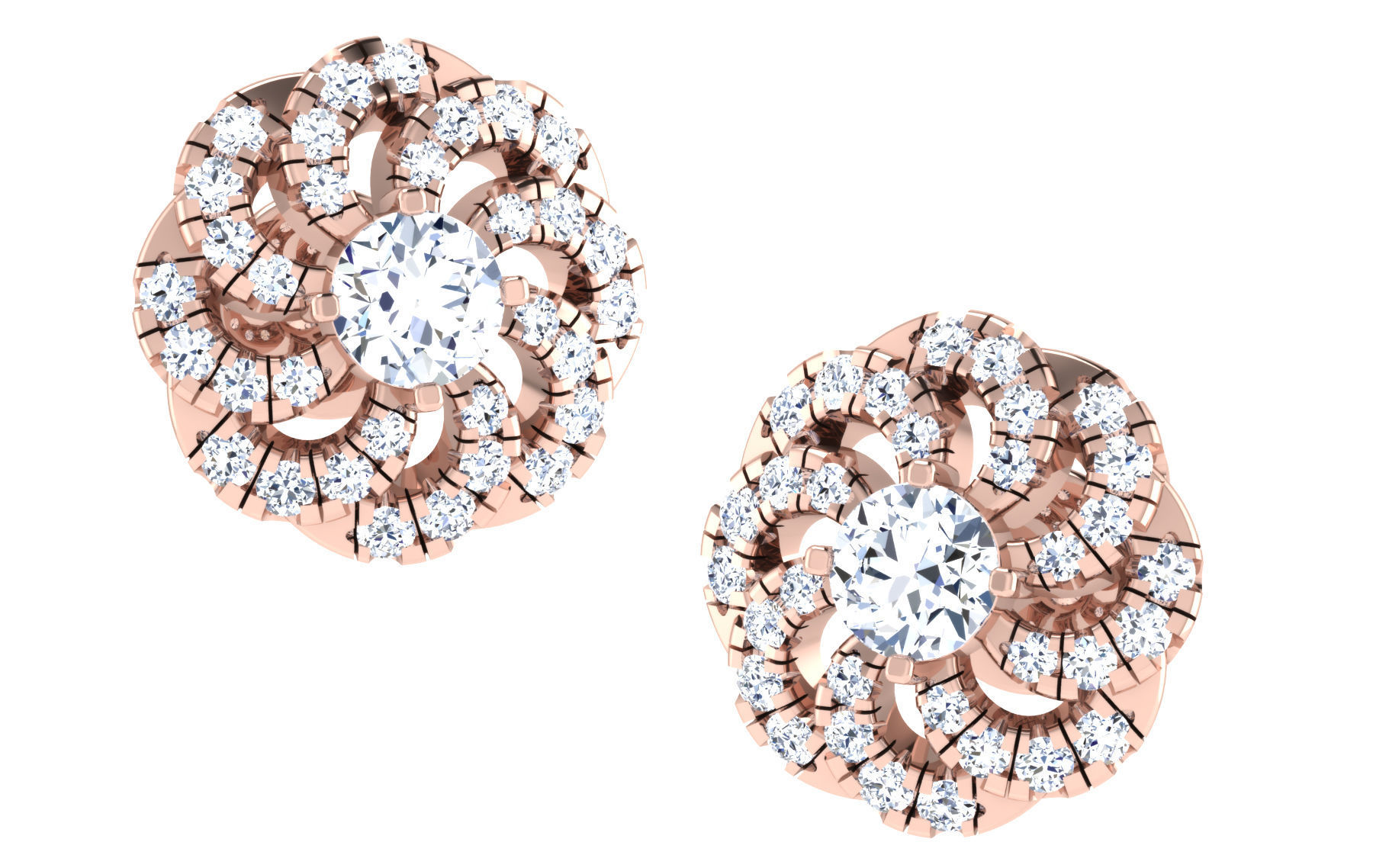 Solitaire Women Stud Earring 3dm STL OBJ FBX Render Details 3D print model_9