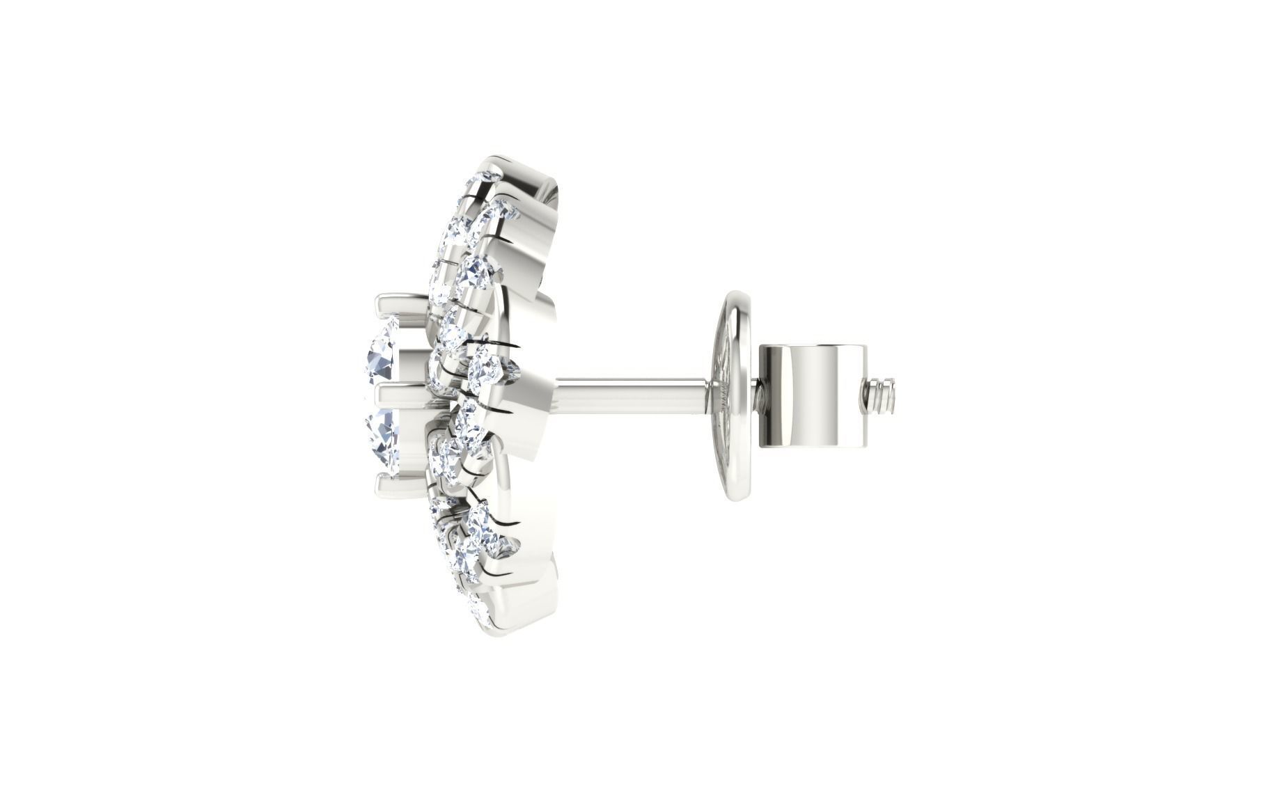 Solitaire Women Stud Earring 3dm STL OBJ FBX Render Details 3D print model_21