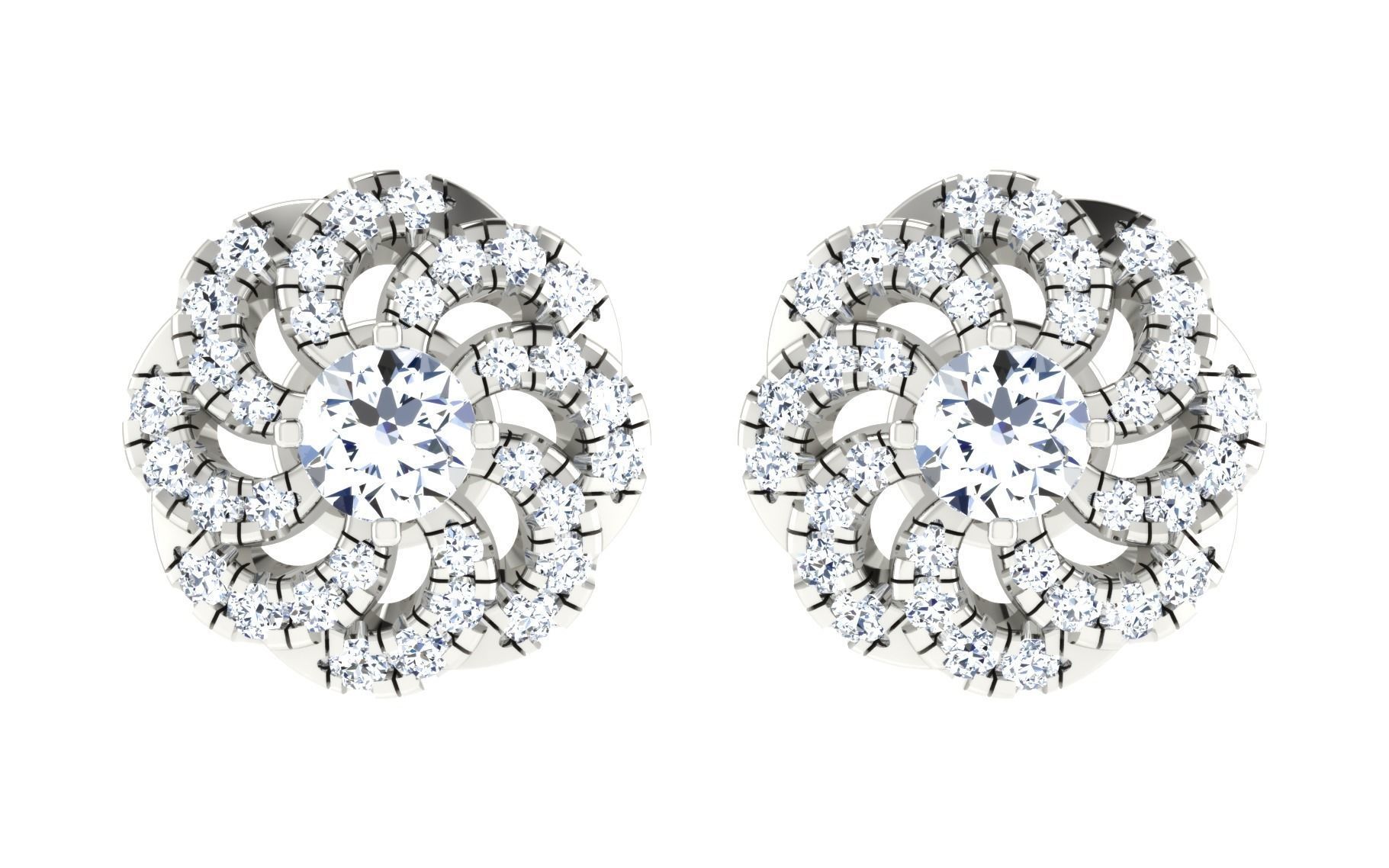 Solitaire Women Stud Earring 3dm STL OBJ FBX Render Details 3D print model_19