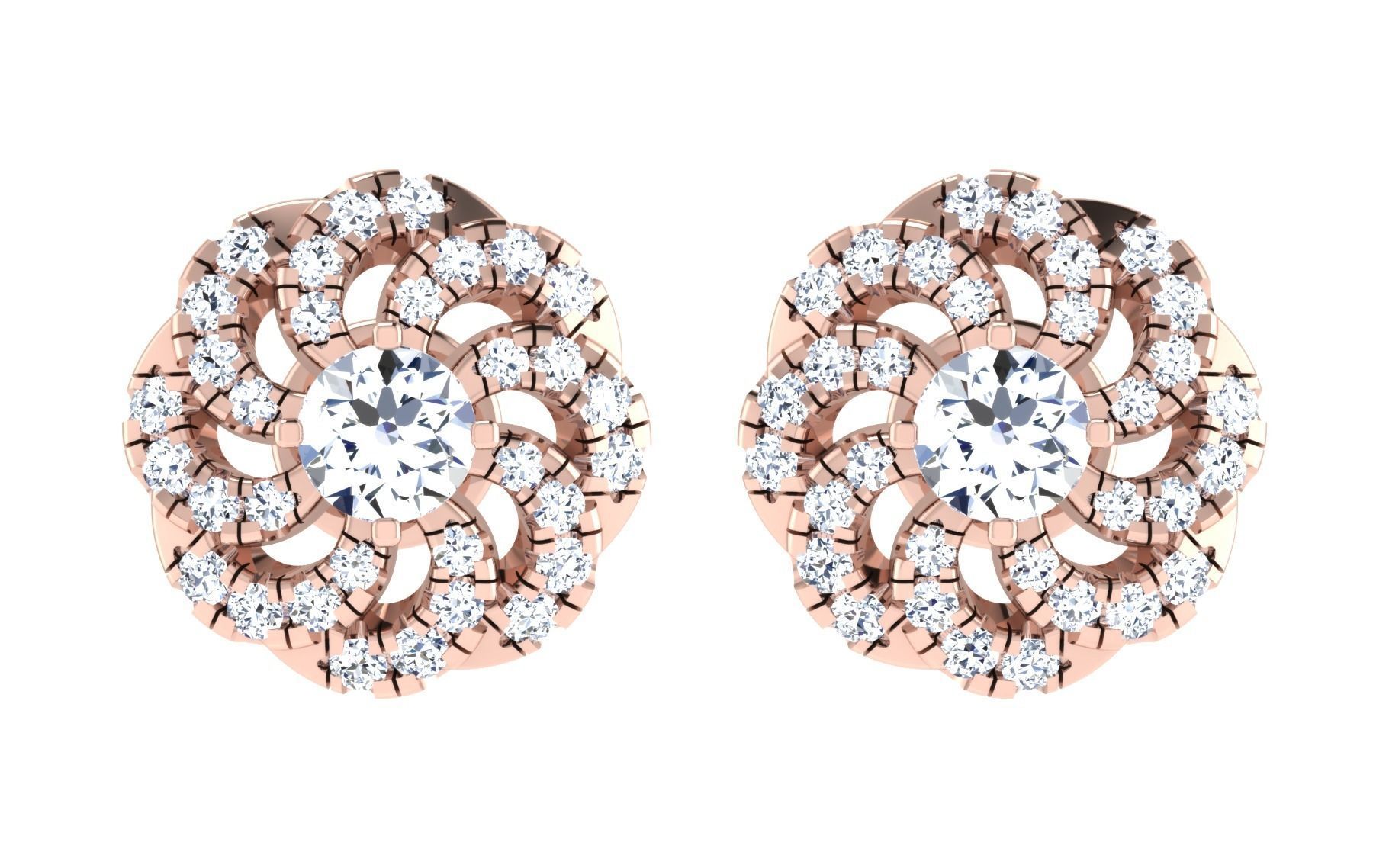 Solitaire Women Stud Earring 3dm STL OBJ FBX Render Details 3D print model_11