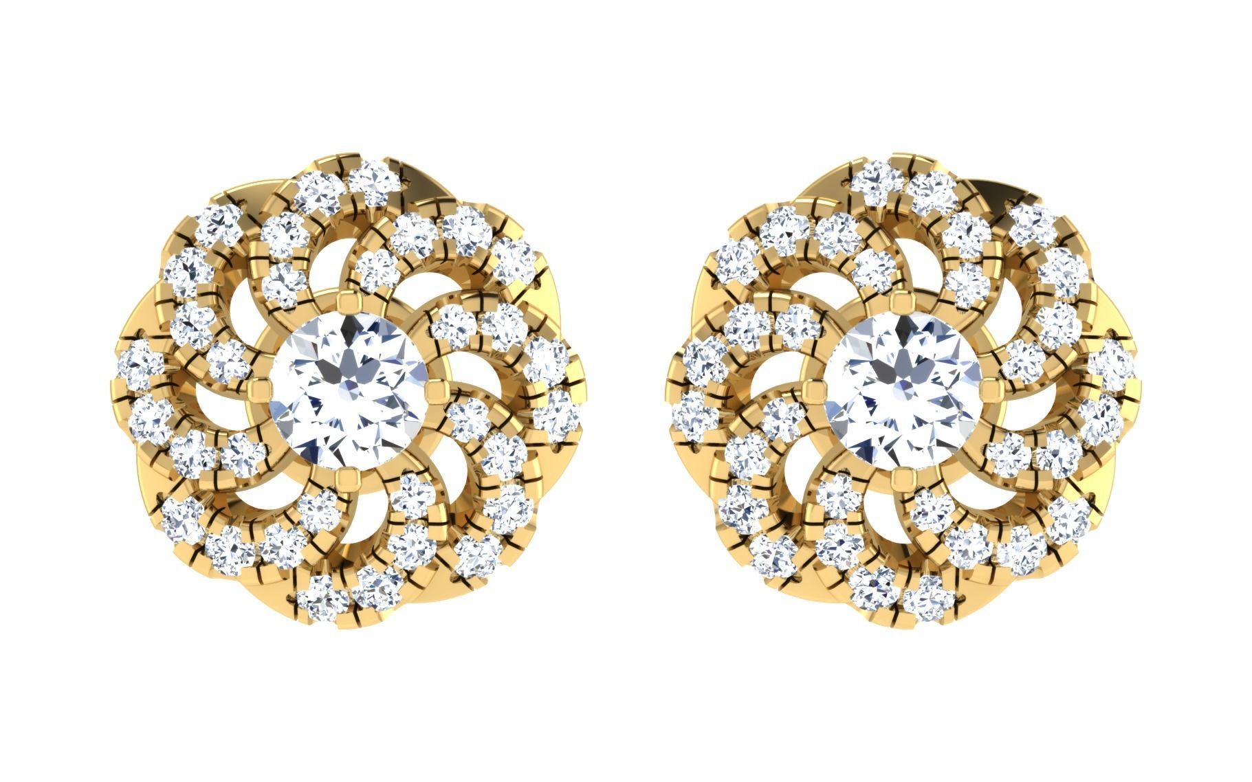 Solitaire Women Stud Earring 3dm STL OBJ FBX Render Details 3D print model_4