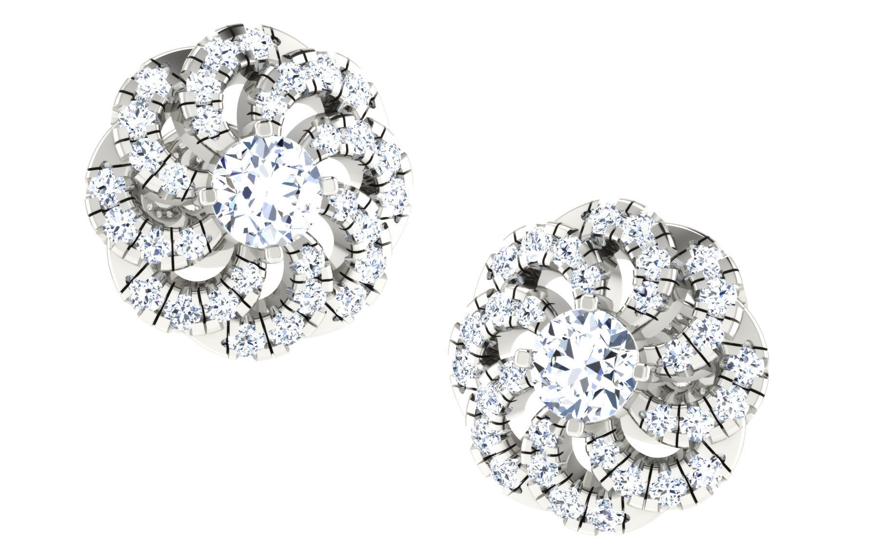 Solitaire Women Stud Earring 3dm STL OBJ FBX Render Details 3D print model_16