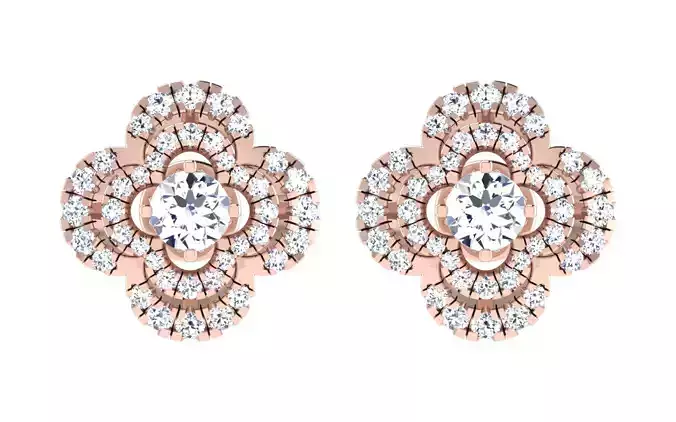 Solitaire Women Stud Earring 3dm STL OBJ FBX Render Details