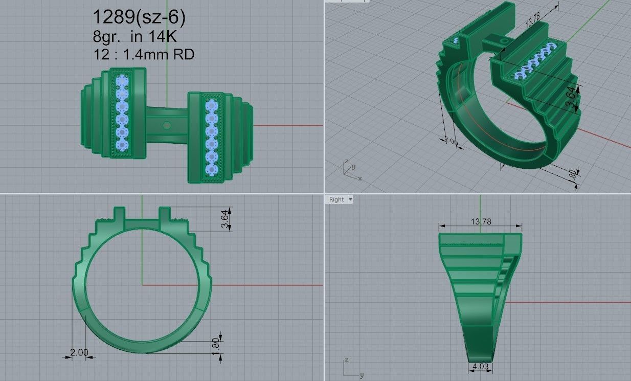 Stair Style Ring 1289 3D print model_4