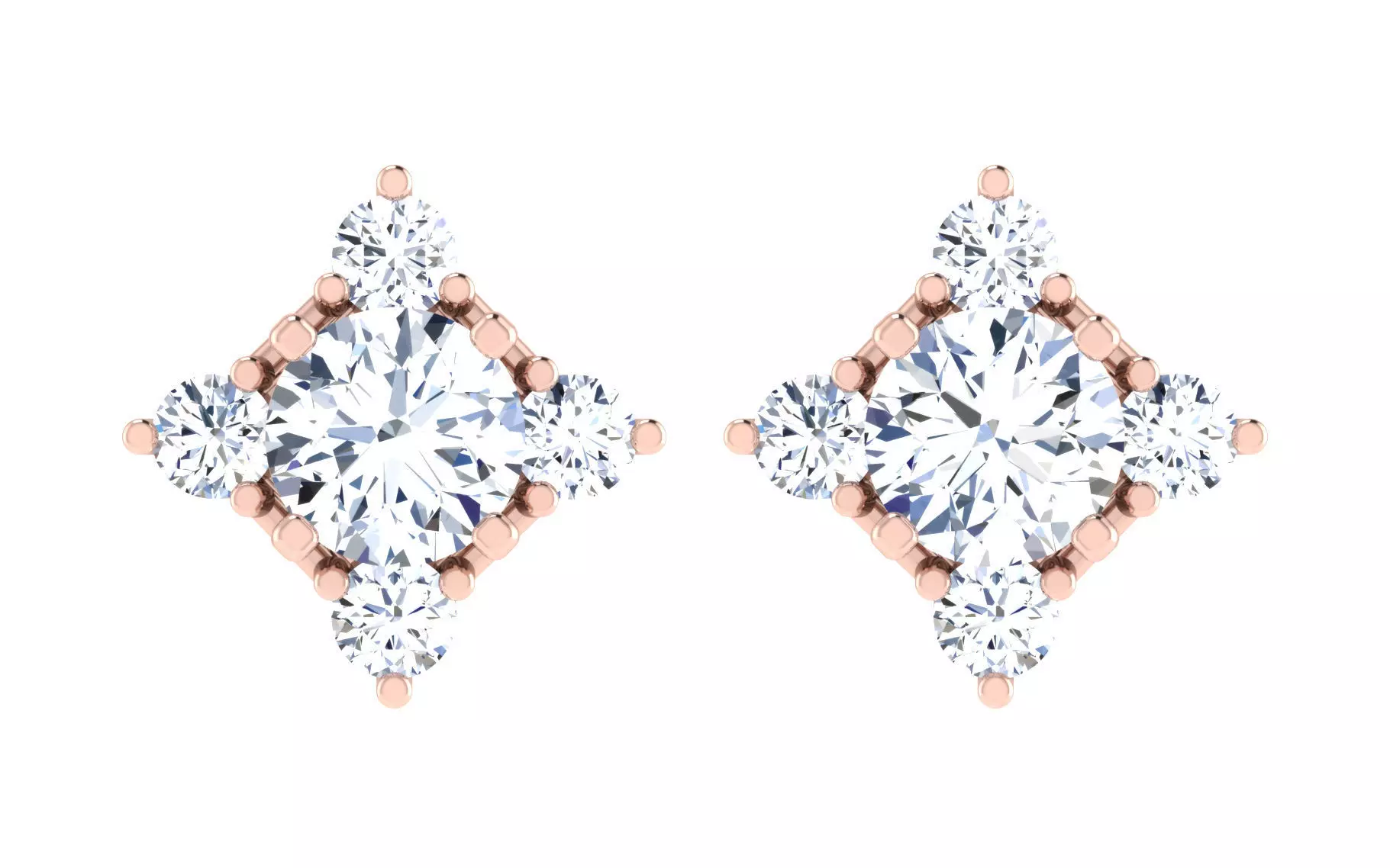 Solitaire Women Stud Earring 3dm STL OBJ FBX Render Details 3D print model