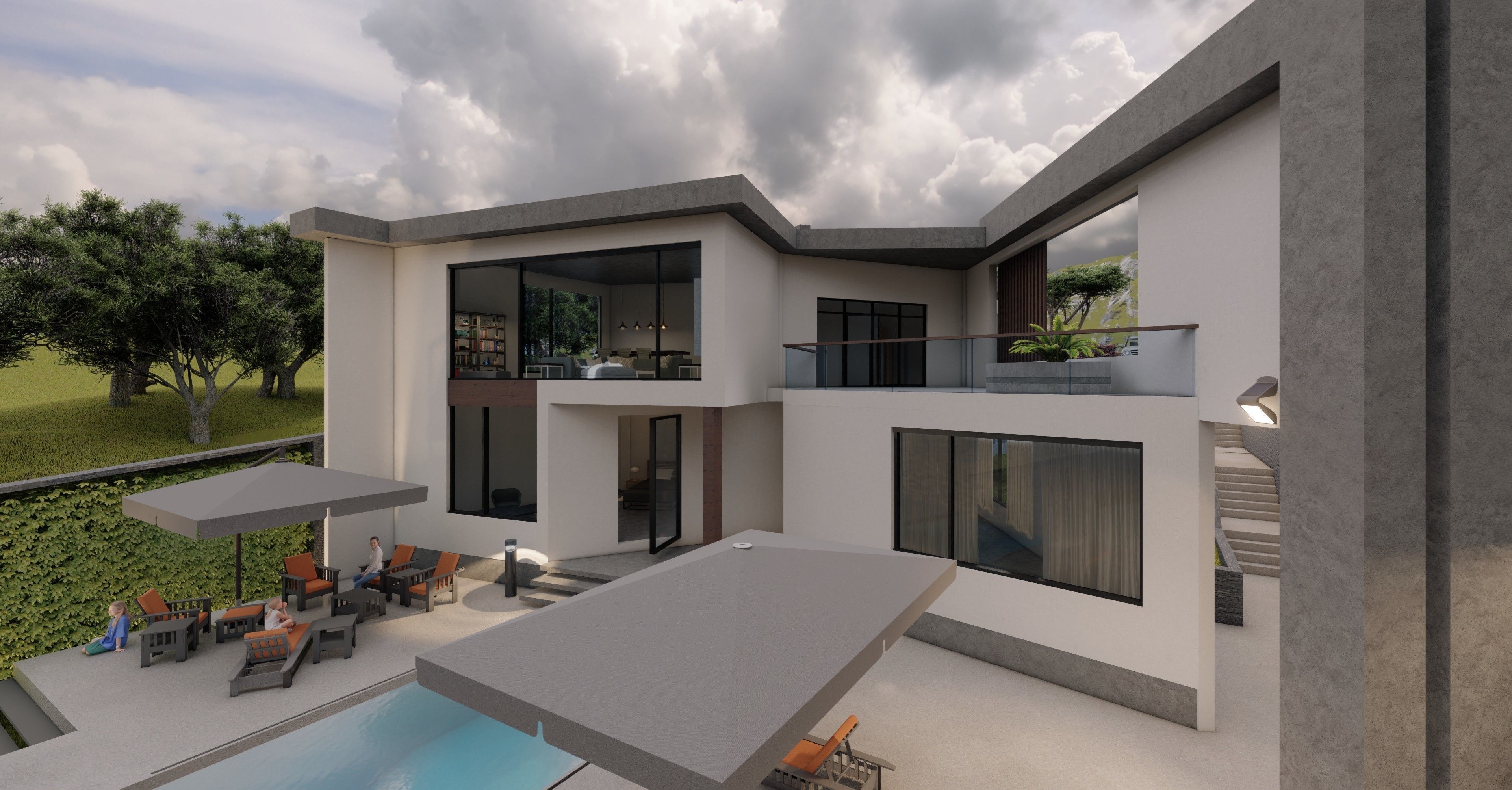 G2 HOUSE Modern beach house villa  with interior and landscape 3D model_1
