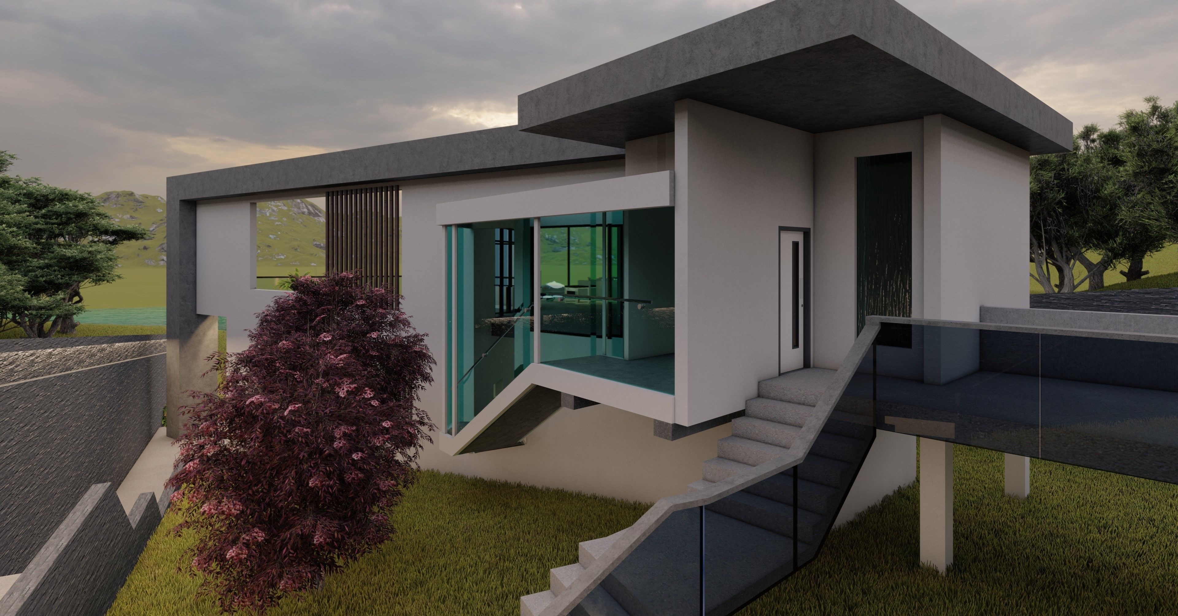 G2 HOUSE Modern beach house villa  with interior and landscape 3D model_3