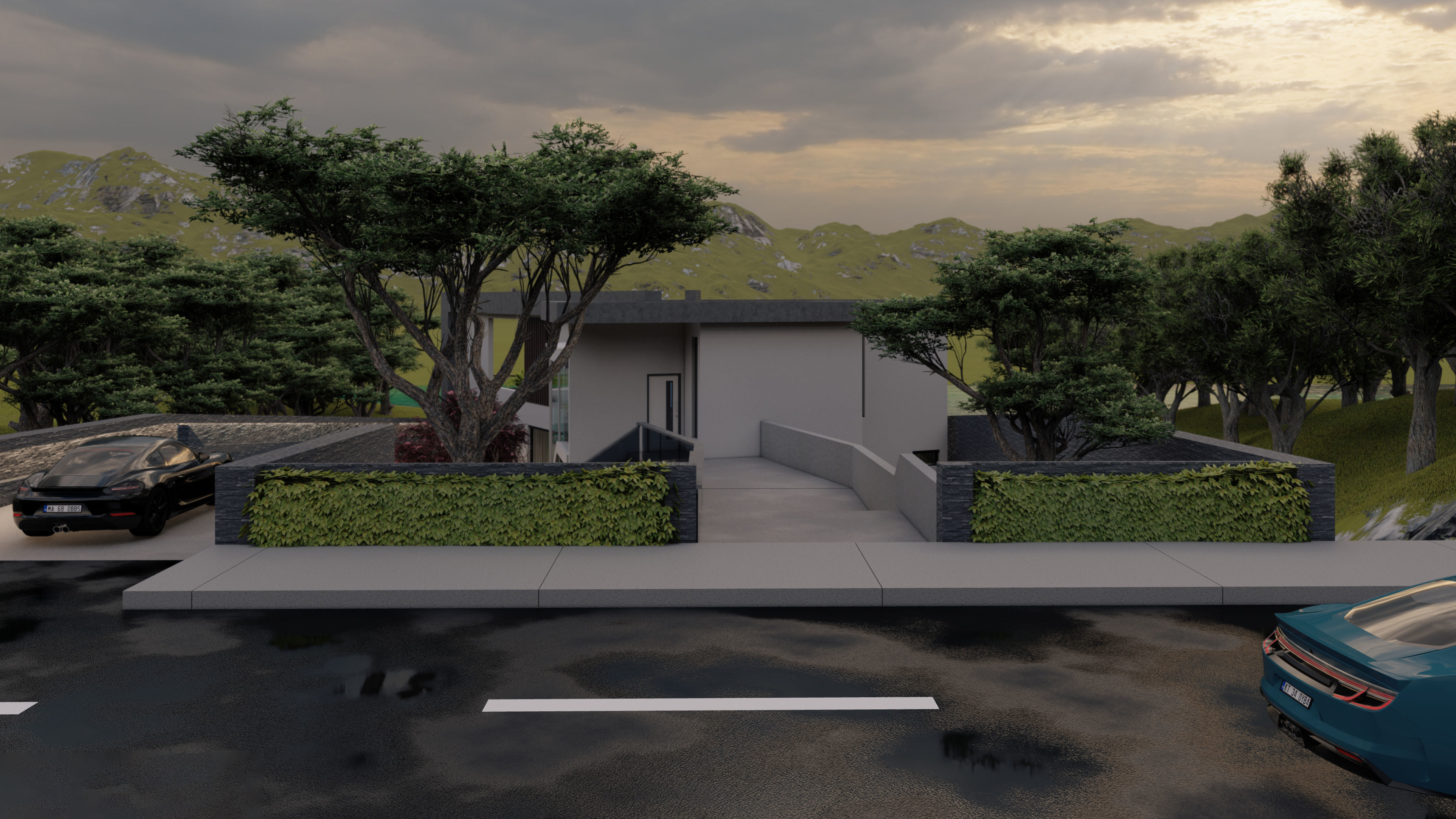 G2 HOUSE Modern beach house villa  with interior and landscape 3D model_2
