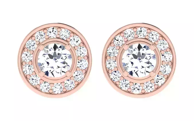Solitaire Women Earring 3dm STL OBJ FBX Render Details 3D print model
