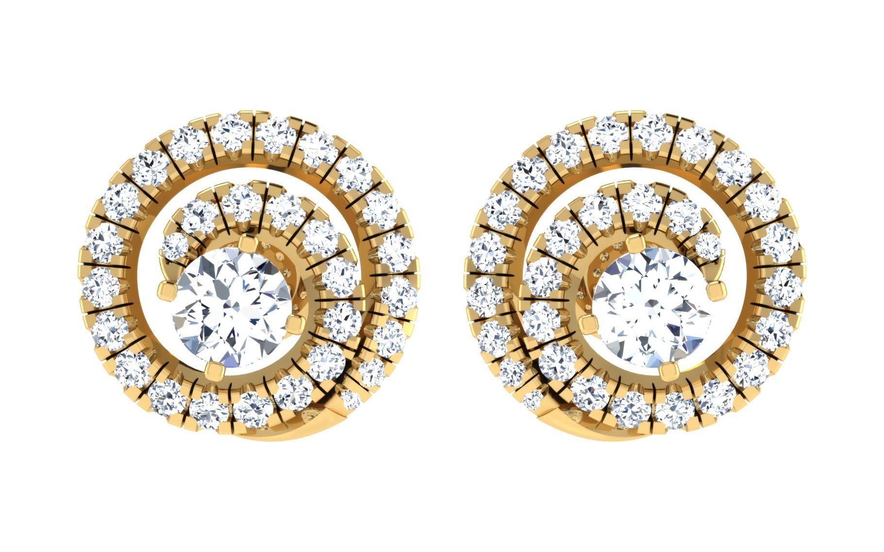 Solitaire Women Stud Earring 3dm STL OBJ FBX Render Details 3D print model_4