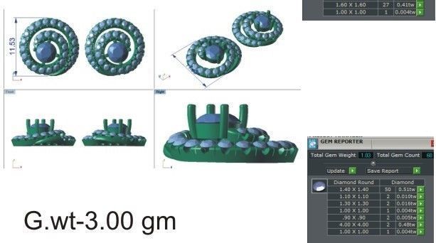 Solitaire Women Stud Earring 3dm STL OBJ FBX Render Details 3D print model_24