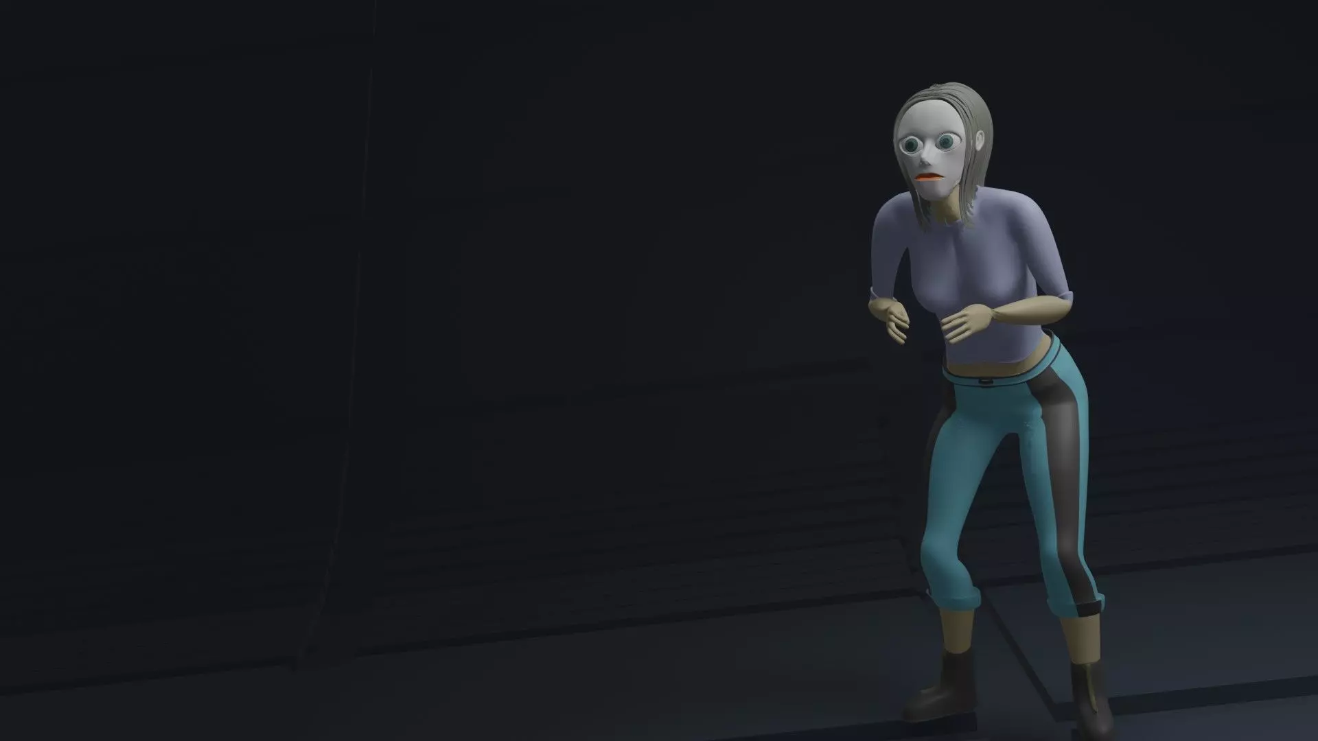 zombie female character Low-poly 3D model