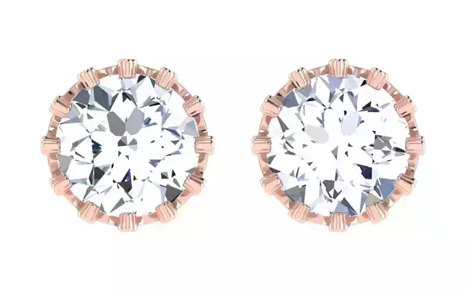 Solitaire Women Stud Earring 3dm STL OBJ FBX Render Details