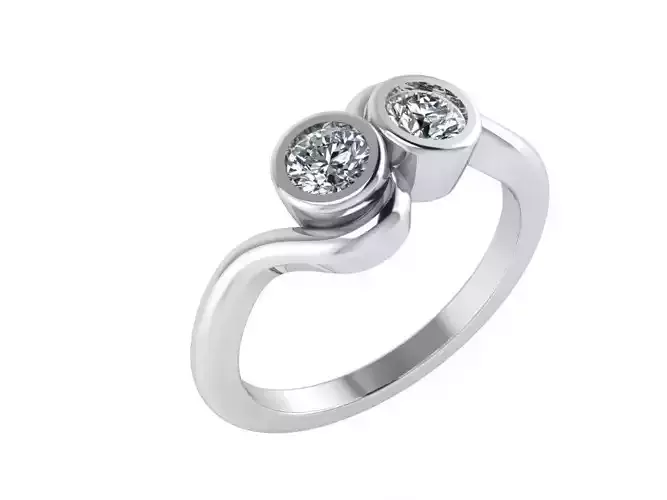 Bypass Ring With Two Diamonds 1292