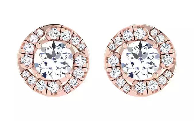 Solitaire Women Stud Earring 3dm STL OBJ FBX Render Details