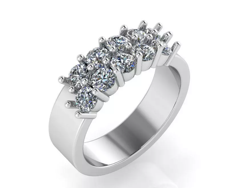 2 Row Diamond Ring 1297 3D print model