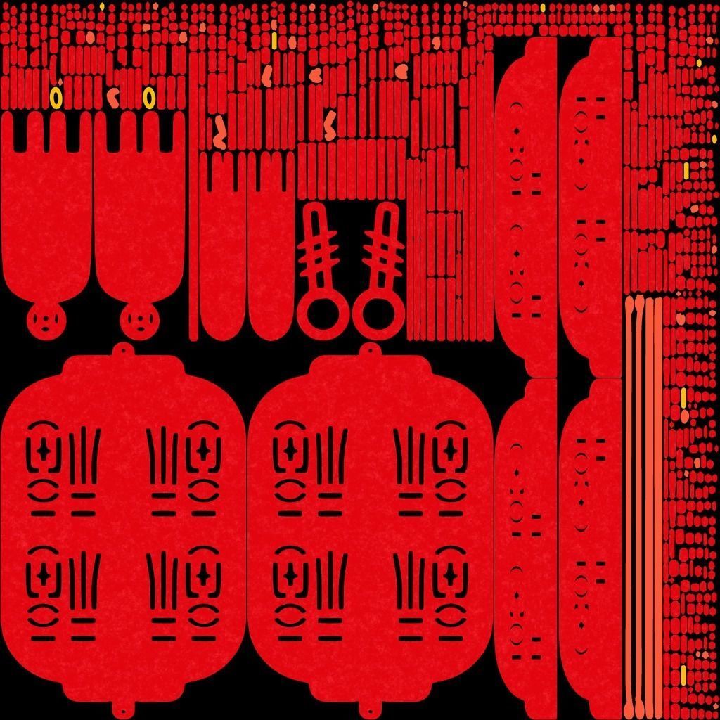 Chinese felt lantern 3D model_4