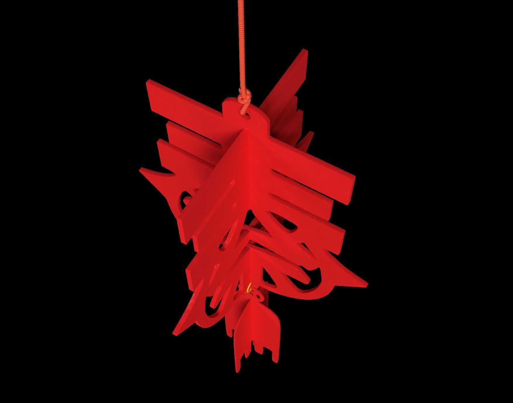 Chinese felt lantern 3D model_2