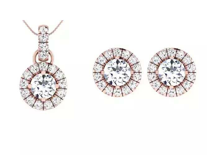 Women Earring Pendant Set 3dm STL OBJ FBX Render Details