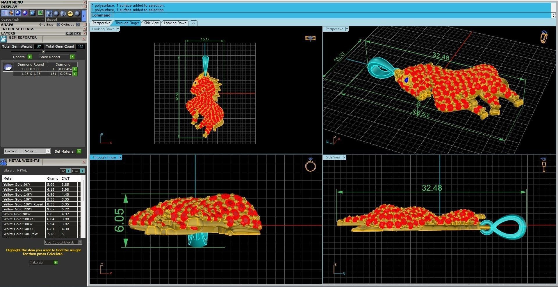 Diamond horse pendant 3dm stl render details  3D print model_10