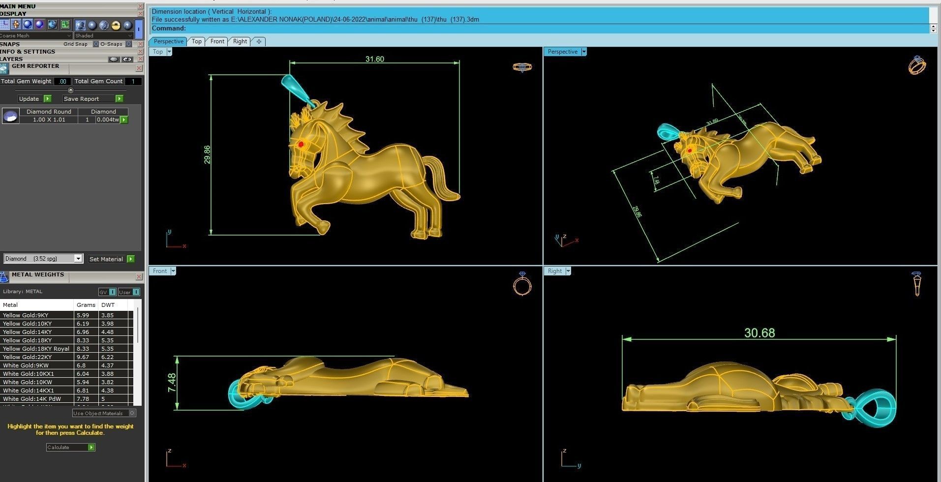 Jumping Horse pendant 3dm stl render details 3D print model_9