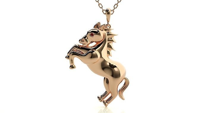 Jumping Horse pendant 3dm stl render details  3D print model
