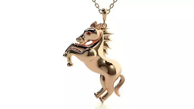 Jumping Horse pendant 3dm stl render details  3D print model