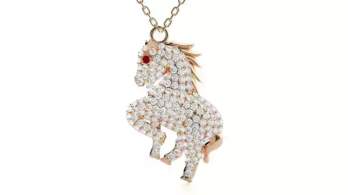 Diamond horse pendant 3dm stl render details  3D print model